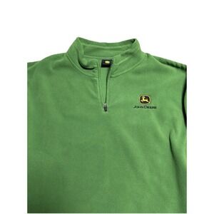 John Deere Men's Fleece Sweater Pullover Long Sleeve 1/4 Zip Green Size XXL